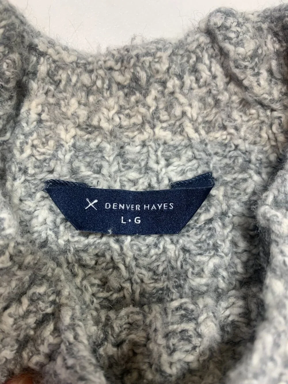 Denver Hayes Cozy Knit Mock Neck Sweater Grey Textured Pullover Size L - Picture 7 of 10